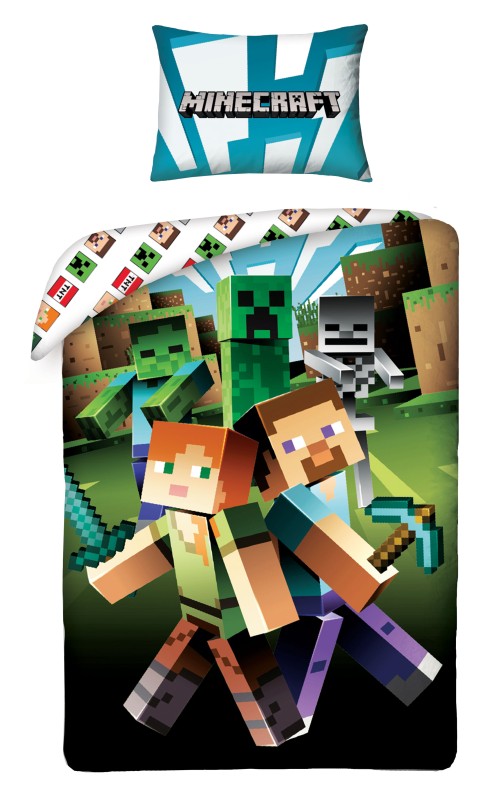 HALANTEX Povlečení Minecraft zombie Bavlna, 140/200, 70/90 cm