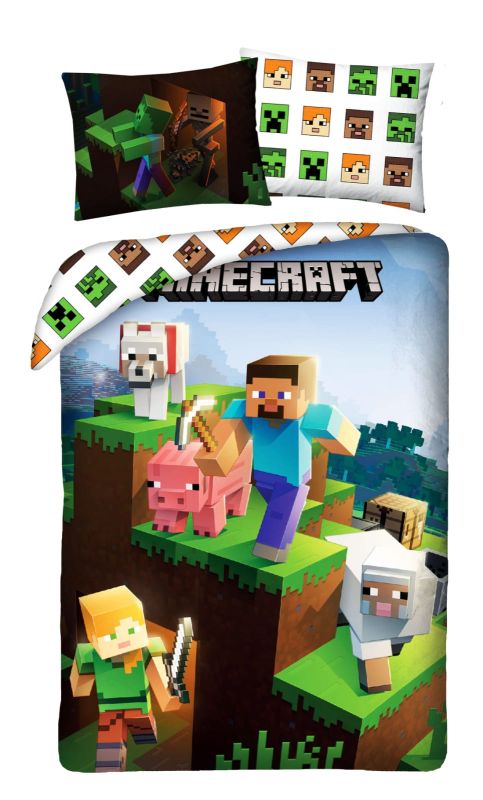 HALANTEX Povlečení Minecraft Farma animals Bavlna, 140x200, 70x90 cm