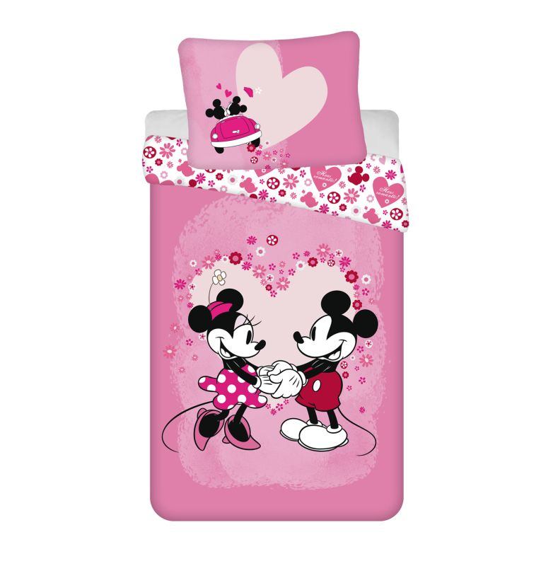 JERRY FABRICS Povlečení Mickey a Minnie Love micro Polyester - mikrovlákno, 140x200, 70x90 cm