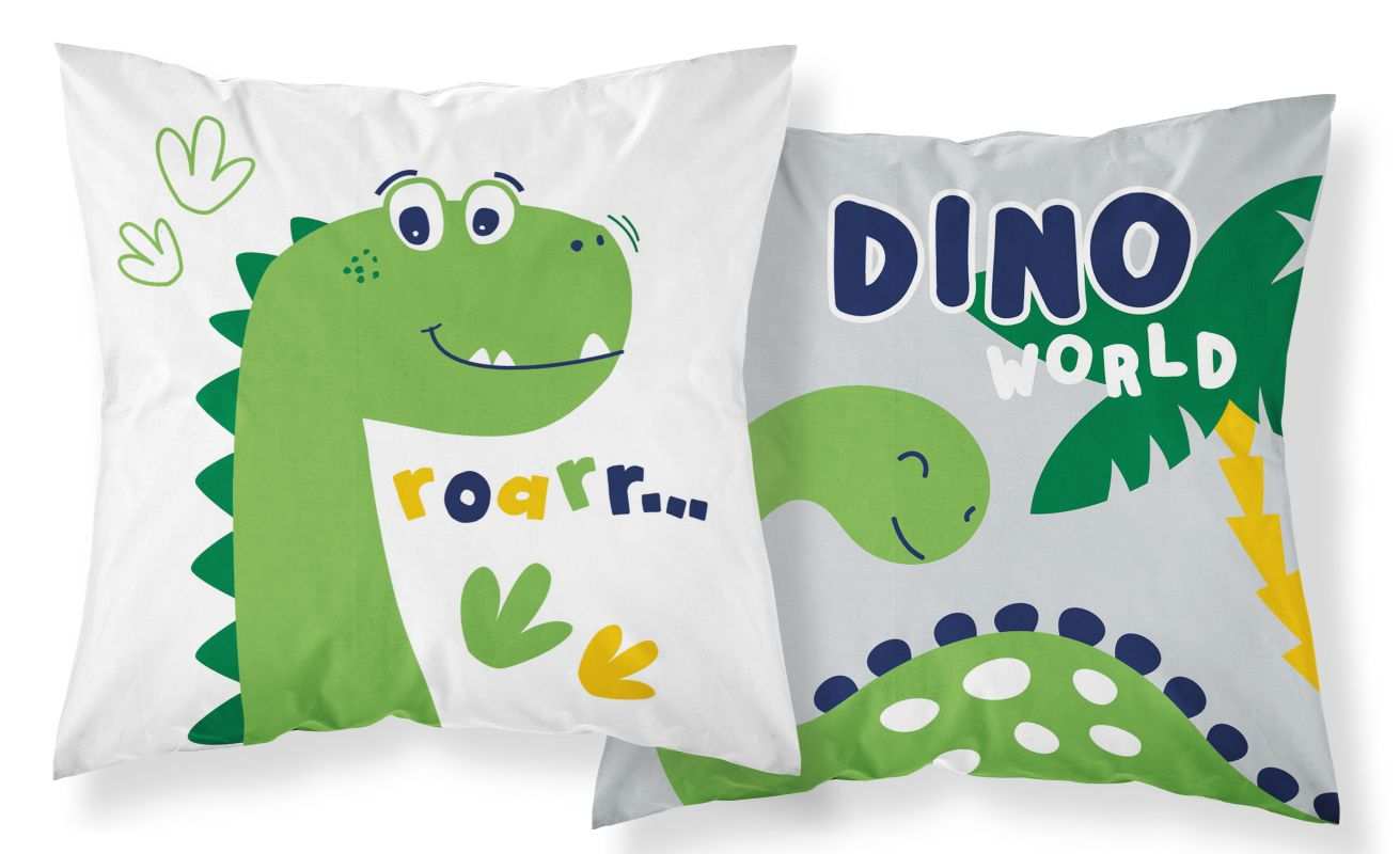 DETEXPOL Povlak na polštářek Little Dino green Bavlna, 40/40 cm