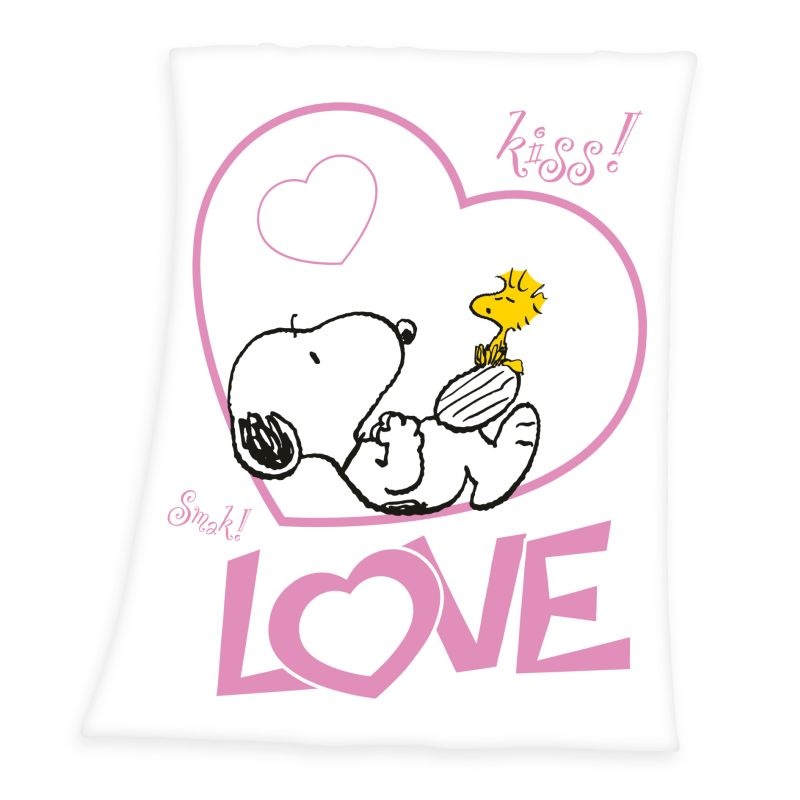 HERDING Fleece deka Snoopy Love Polyester, 130/170 cm