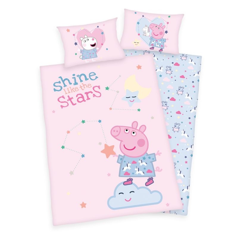 HERDING Povlečení do postýlky Peppa Pig Stars Bio Bavlna Bio Bavlna, 100/135, 40/60 cm