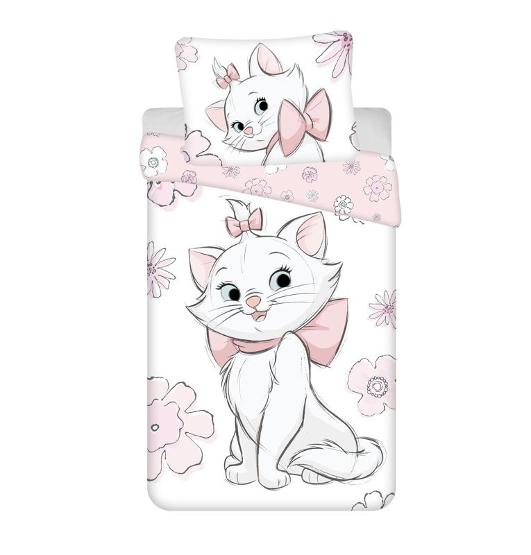 JERRY FABRICS Povlečení Marie Cat Flowers 03 Bavlna, 140/200, 70/90 cm