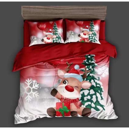 1094 vanocni povleceni 7dilna sada sobik s darkem 100 bavlna cerveny detsky design 140 200 70 90 40 50 cm