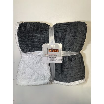 Hřejivá oboustranná deka z mikroplyše s beránkem – tmavě šedá, 200×230 cm