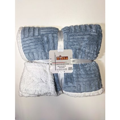 Hřejivá oboustranná deka z mikroplyše s beránkem – světle modrá, 200×230 cm