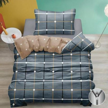 1214 sede bavlnene povleceni s geometrickym vzorem 2dilna sada 140 200 70 90 cm zip