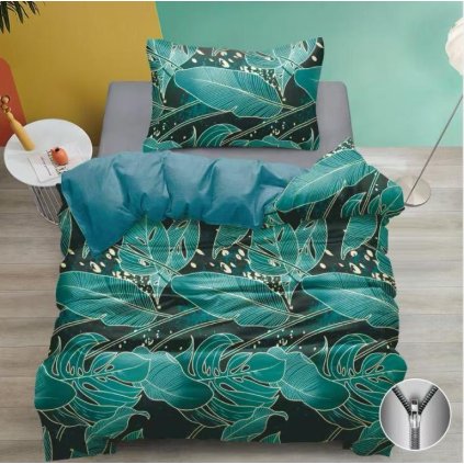 1223 bavlnene povleceni s tropickym listovym vzorem 2dilna sada 140 200 70 90 cm zip