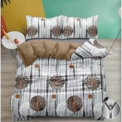 1259 francouzske povleceni 200x220 2 70 90 hnedosede s modernim geometrickym vzorem