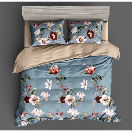 Ložní povlečení 3dílné 140×200 – Modré květinové