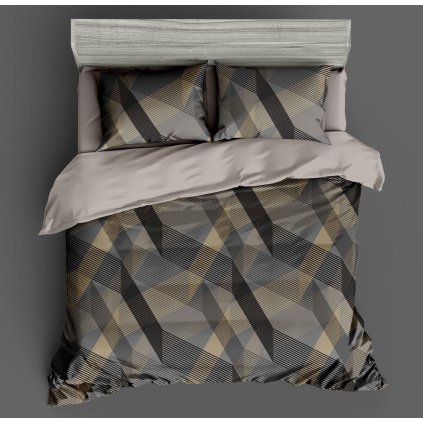 Ložní povlečení 3dílné 140×200 – Šedé geometrické