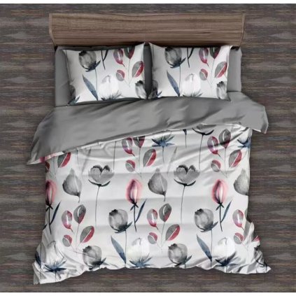 Ložní povlečení 3dílné 140×200 – Bílé akvarelové květy