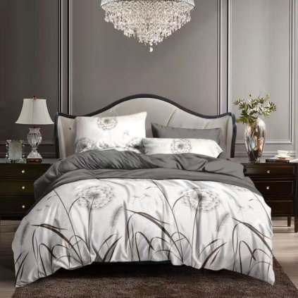 Ložní povlečení 3dílné 140×200 – Šedobílé s pampeliškami