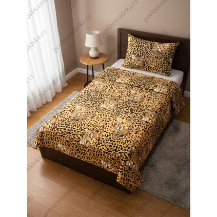 Mikroplyšové povlečení LEOPARD na jednolůžko 140×200 / 70×90 – hřejivé mikroflanelové povlečení se zipem