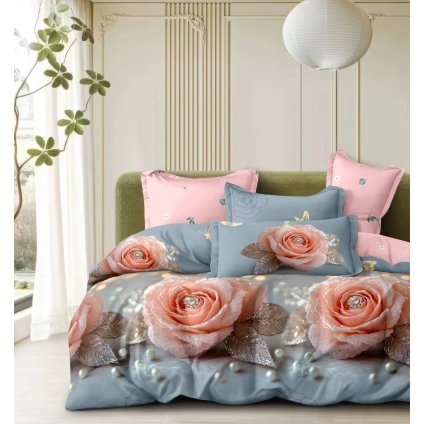 Bavlněné povlečení Elegantní růže 140×200 + 70×90 cm | 2dílná sada