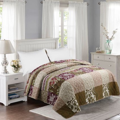366 prosivany prehoz pres postel 200 240 cm patchwork bezovo hnedy povlecenideka cz