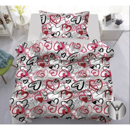 587 oboustranne bavlnene povleceni 140 200 70 90 srdicka love povlecenideka cz