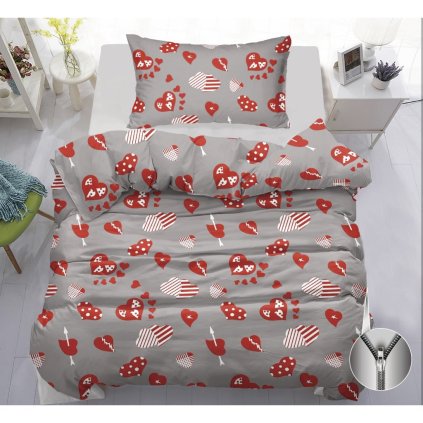 605 oboustranne bavlnene povleceni 140 200 70 90 sweet hearts grey povlecenideka cz