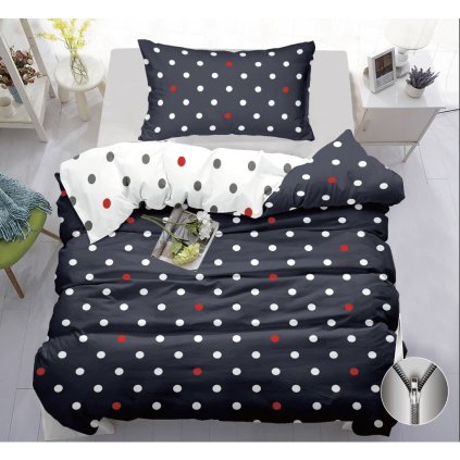 608 oboustranne bavlnene povleceni 140 200 70 90 polka dots navy povlecenideka cz