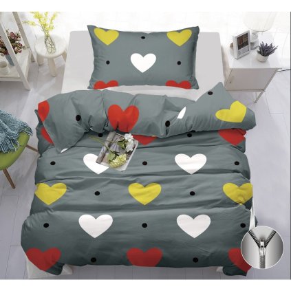 611 oboustranne bavlnene povleceni 140 200 70 90 color hearts grey povlecenideka cz