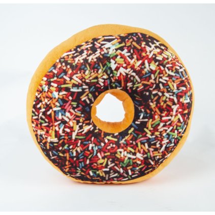 638 dekoracni polstar donut s cokoladovou polevou a barevnym zdobenim