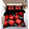 1121 povleceni 7dilna sada 3d red cubes 100 bavlna cerno cerveny moderni design s 3d efektem 140 200 70 90 40 50 cm