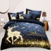 Vánoční povlečení 3dílné 140×200 – Zlatý jelen na noční obloze