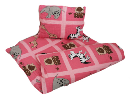 Krepové dětské povlečení do školky „Zoo růžová“