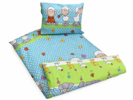 Krepové dětské povlečení do školky „Ovečka tyrkysová“