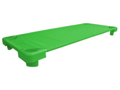 Zelené plastové lehátko do školky