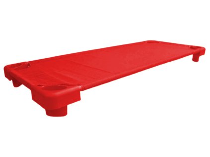 Červené plastové lehátko do školky