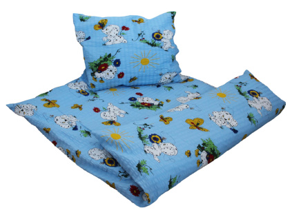 Krepové dětské povlečení do školky „Pejsek modrý“