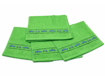 Obrázkový dětský ručník pro mateřské školy – Autíčko zelené – 30×50 cm