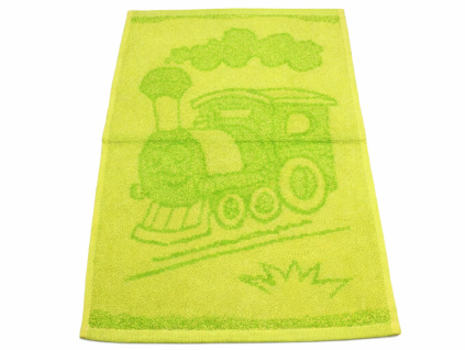 Obrázkový dětský ručník pro mateřské školy – Mašinka zelená – 30×50 cm