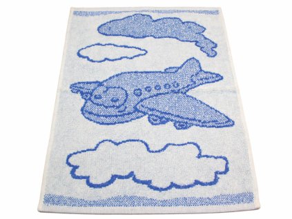 Obrázkový dětský ručník pro mateřské školy – Letadlo modré – 30×50 cm
