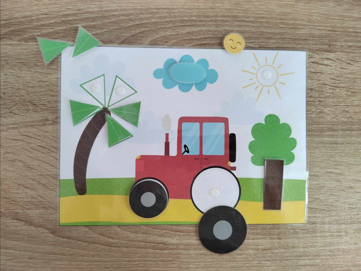 Traktůrek z geometrických tvarů - tvary hravě