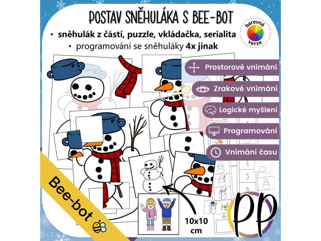 postav-snehulaka-s-bee-bot-pdf-aktivity-pro-deti-snehulak-zima-materska-skola-skolka-predskolaci-programovani