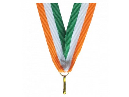 Barevná stuha s karabinkou 22 mm | Zelená, Bílá, Oranžová