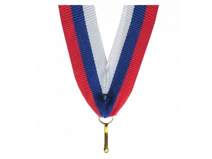 Barevná stuha s karabinkou 22 mm | Bílá, Modrá, Červená