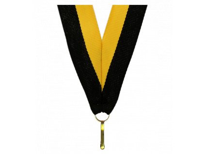 Barevná stuha s karabinkou 11 mm | Žlutá, Černá