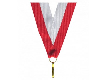Barevná stuha s karabinkou 22 mm | Červená, Bílá