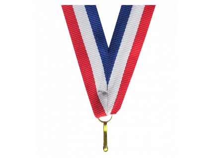 Barevná stuha s karabinkou 22 mm | Modrá, Bílá, Červená