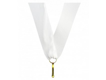 Barevná stuha s karabinkou 22 mm | Bílá