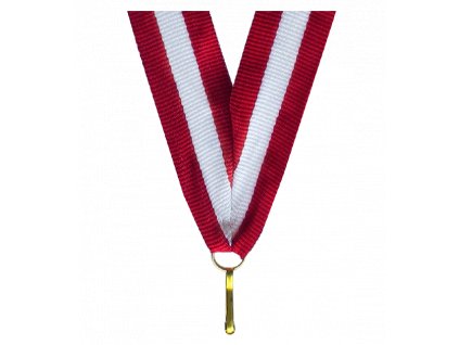 Barevná stuha s karabinkou 22 mm | Červená, Bílá, Červená