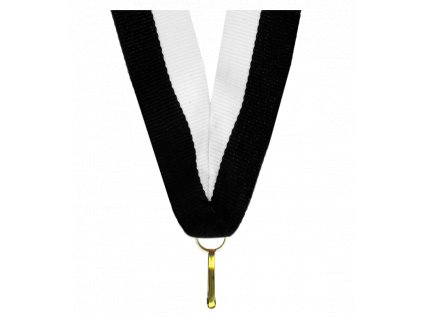 Barevná stuha s karabinkou 22 mm | Bílá, Černá