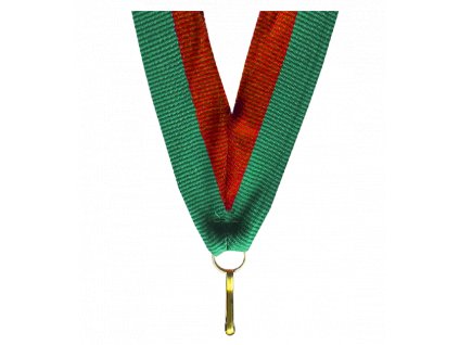 Barevná stuha s karabinkou 22 mm | Červená, Zelená