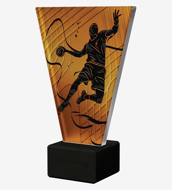 Designová skleněná trofej | Házená Výška: 20,5 cm, Průměr: 1 cm