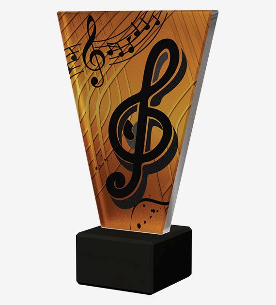 Designová skleněná trofej | Hudba Výška: 15 cm, Průměr: 1 cm