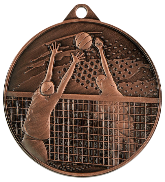 Designová kovová medaile | Volejbal Barva: Bronz, Průměr: 4,5 cm