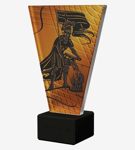 Designová skleněná trofej | Hasič Výška: 15 cm, Průměr: 1 cm